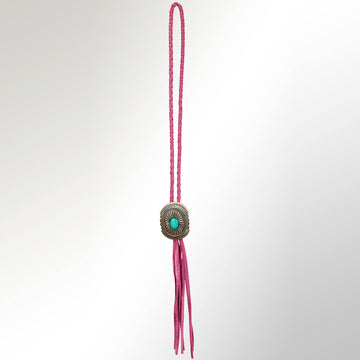 American Darling ADJW107E Braided Genuine Leather Jewelry Necklace with Concho